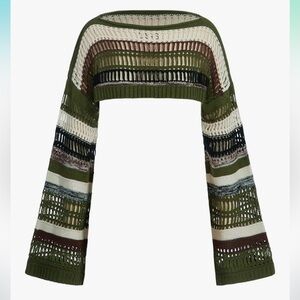 Knitted Striped crop top oversized sz M NEW!